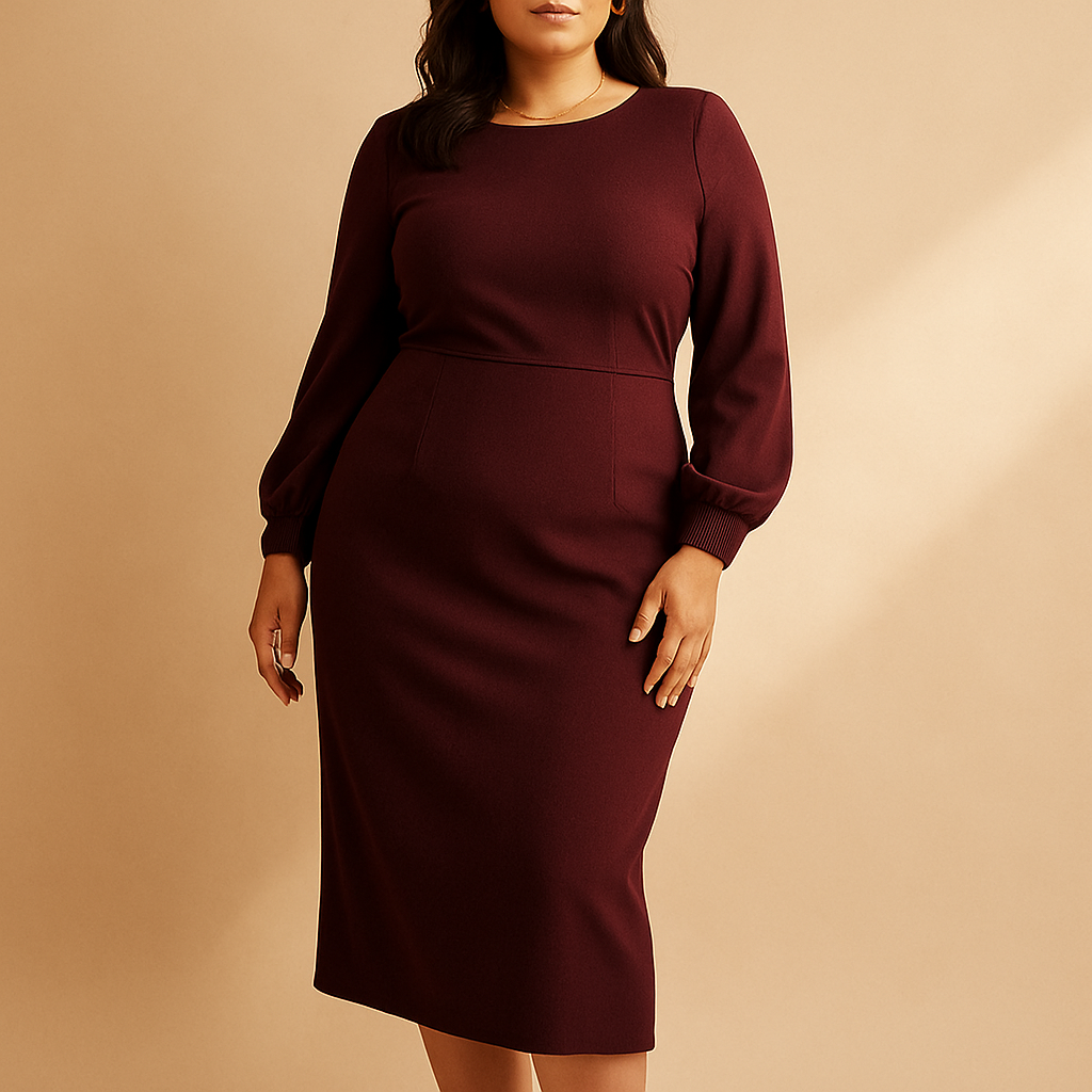Mulher elegante usando vestido plus size curado pela Curadoria VIP